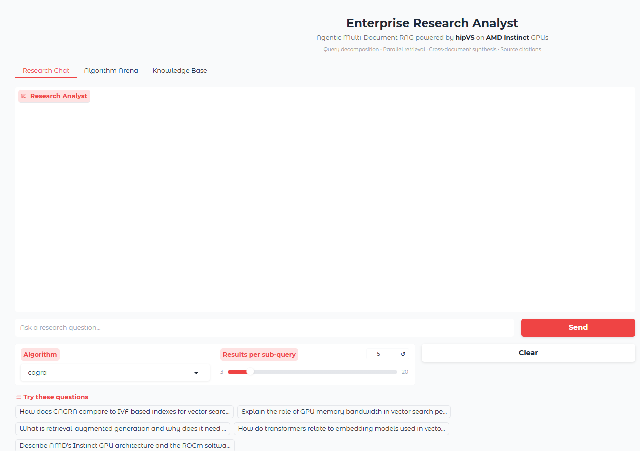 Enterprise Research Analyst demo UI