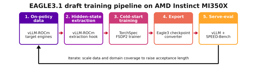EAGLE3.1 draft training pipeline on AMD Instinct MI350X