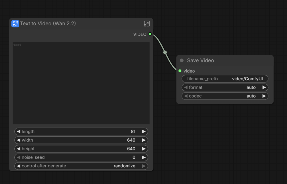 WAN 2.2 text-to-video workflow in ComfyUI