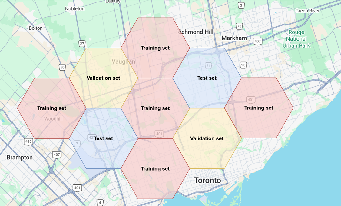 Figure 1. Geofencing can be leveraged to allocate data samples to training, validation or test set based on geolocation