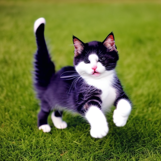 A cat playing on grass