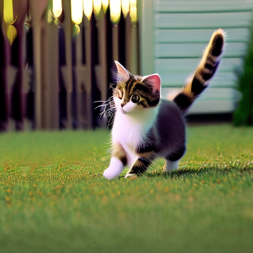 A cat playing on grass