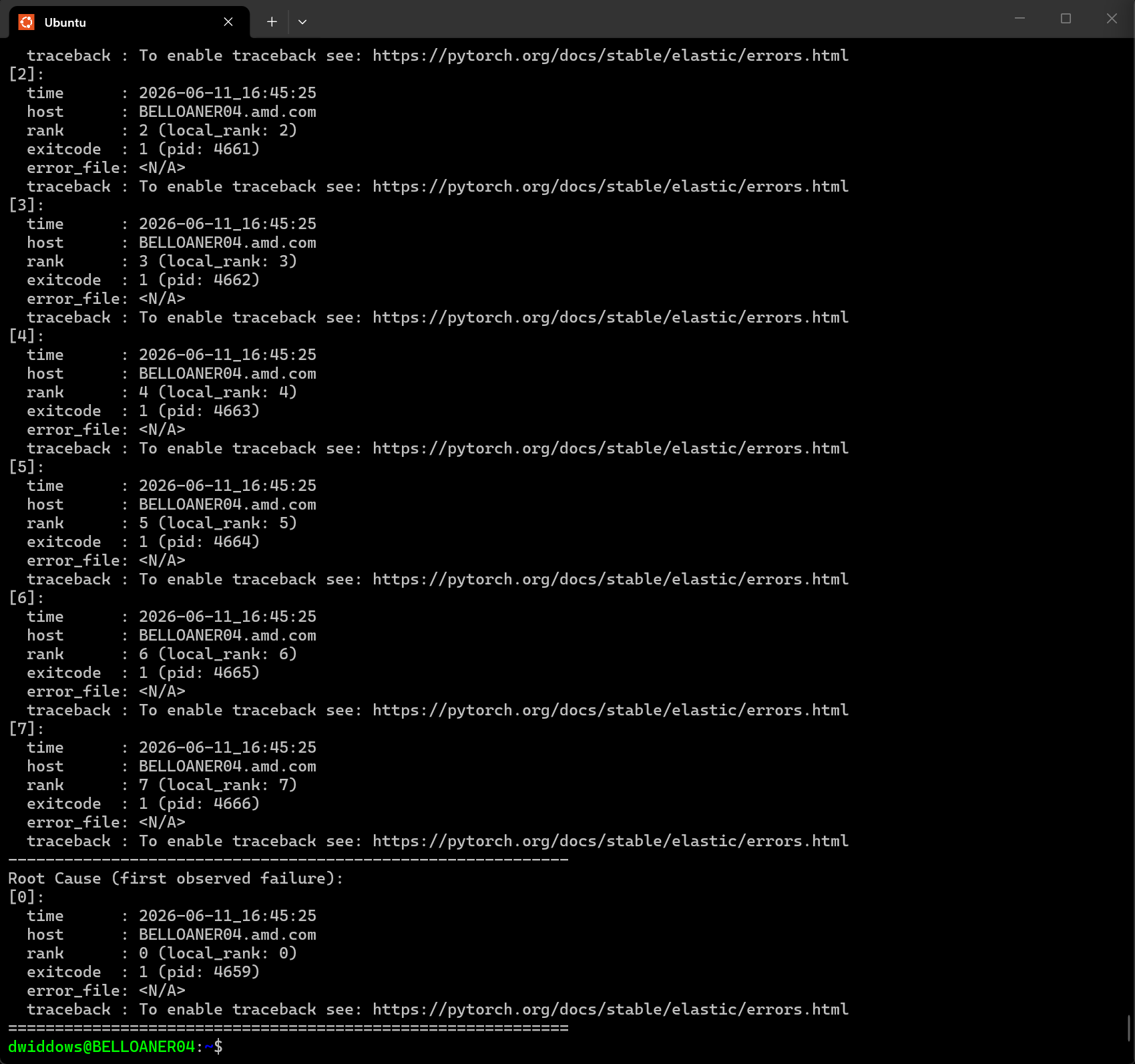 PyTorch shutdown error logs without LogsLop