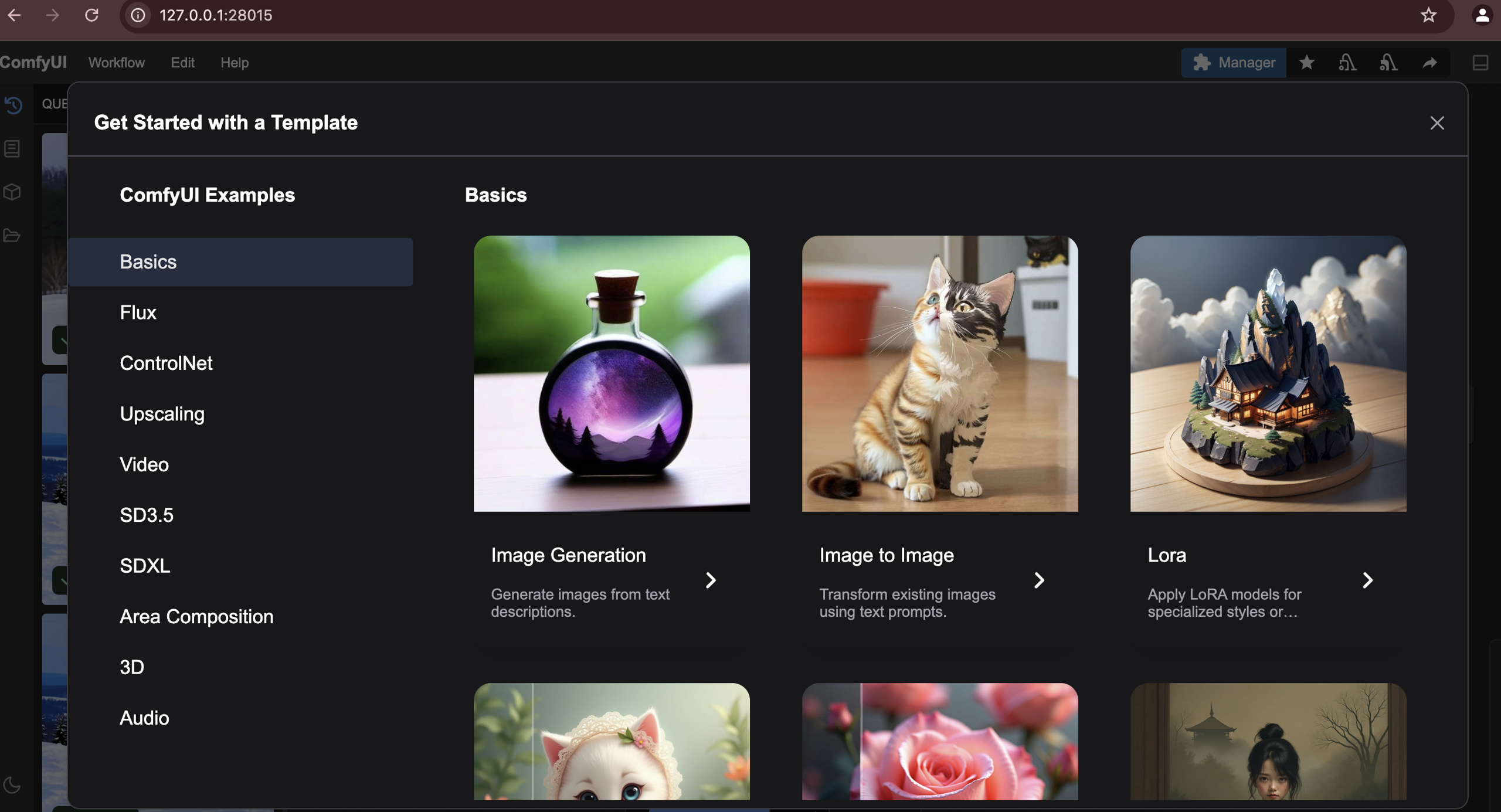 Templates of workflows